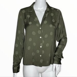 NWT Madewell Jacquard Dot Pajama Shirt Green Top Blouse Button Up S